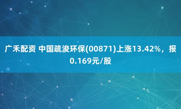 广禾配资 中国疏浚环保(00871)上涨13.42%，报0.169元/股